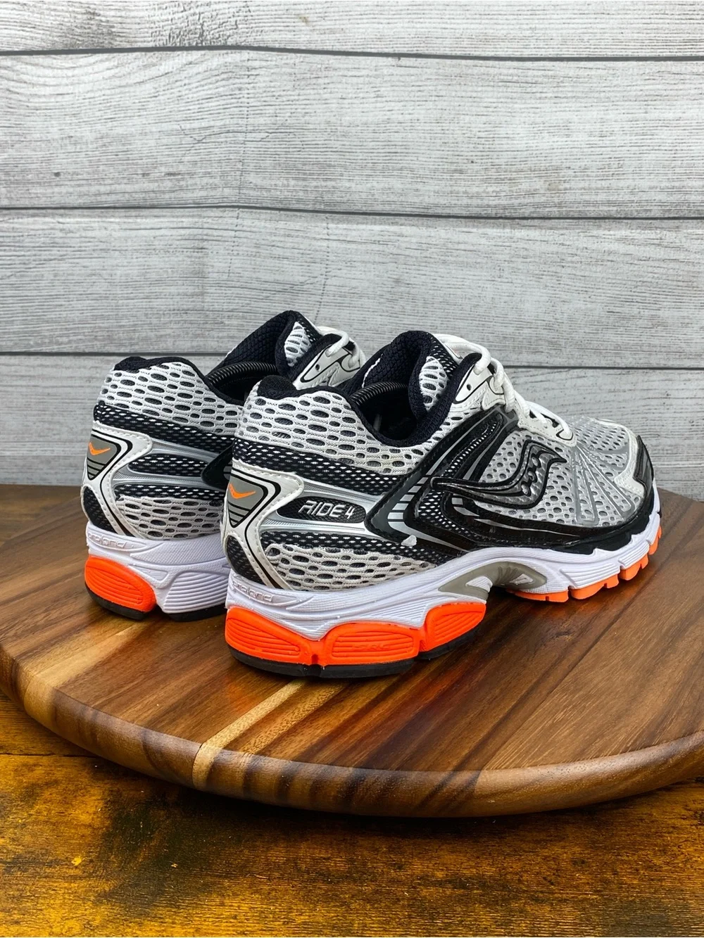 Saucony Ride 5 Millennium Silver White Orange Y2K Sneakers Men’s Shoe Size 12